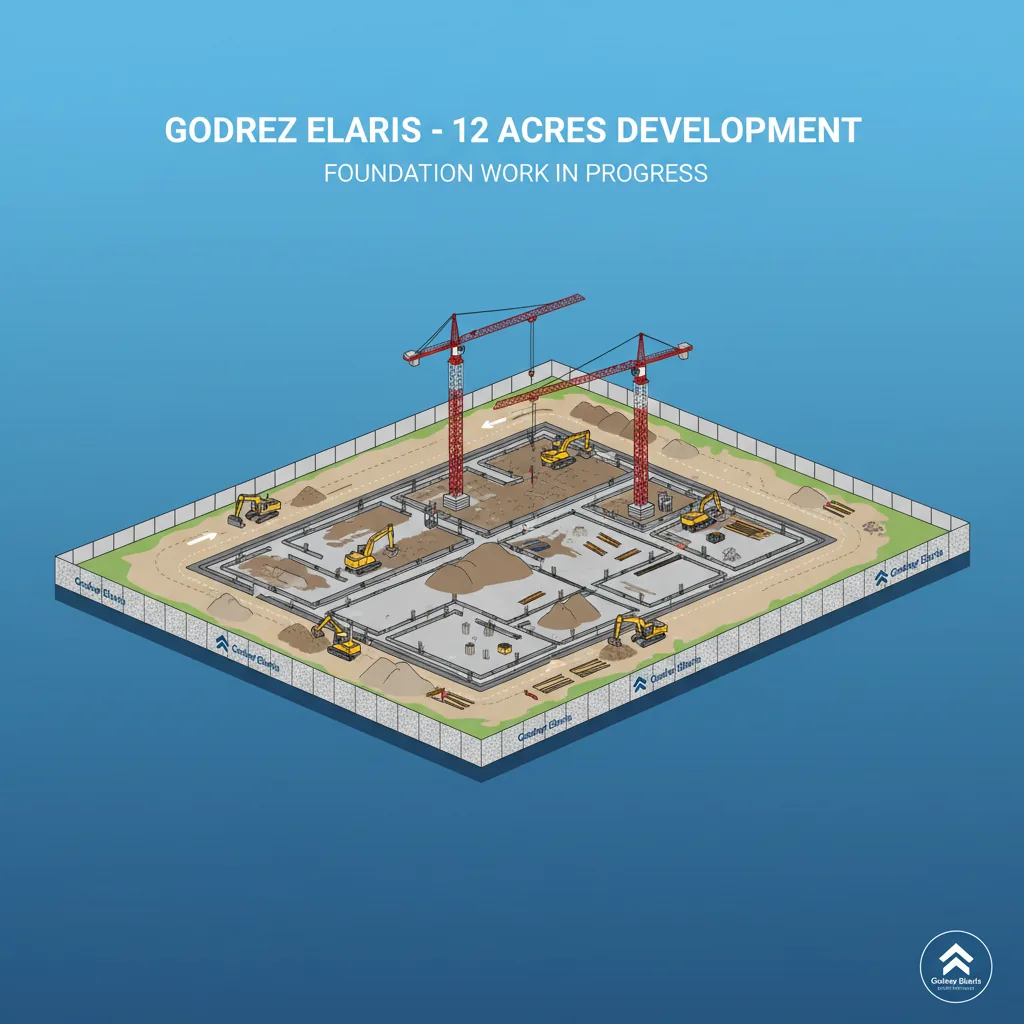 Godrej Elaris Latest Photos - Modern residential construction site aerial view showing foundation work