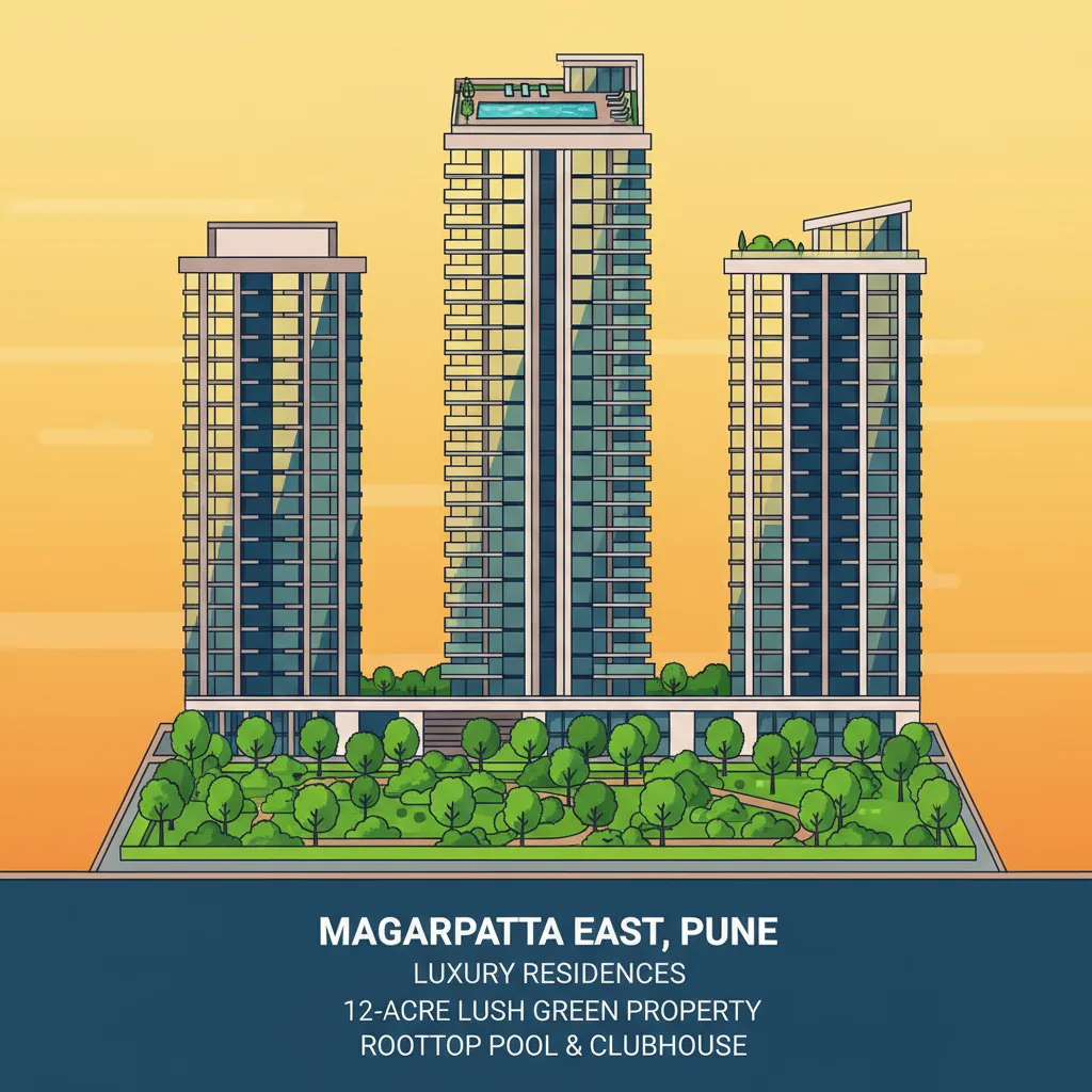 Godrej Elaris luxury residential apartment complex in Magarpatta East Pune with modern towers and landscaped gardens