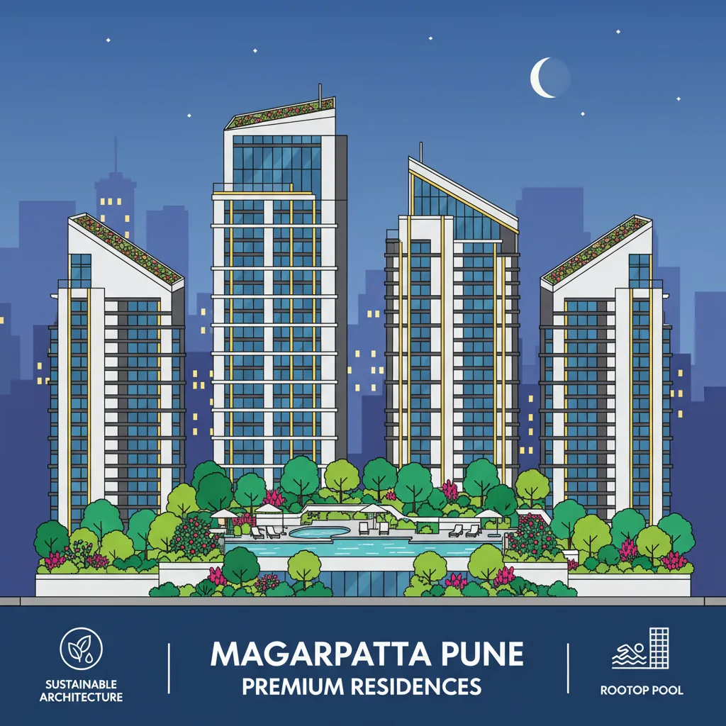 Godrej Elaris luxury residential high-rise towers in Magarpatta Pune featuring premium gated community with landscaped gardens and rooftop pool