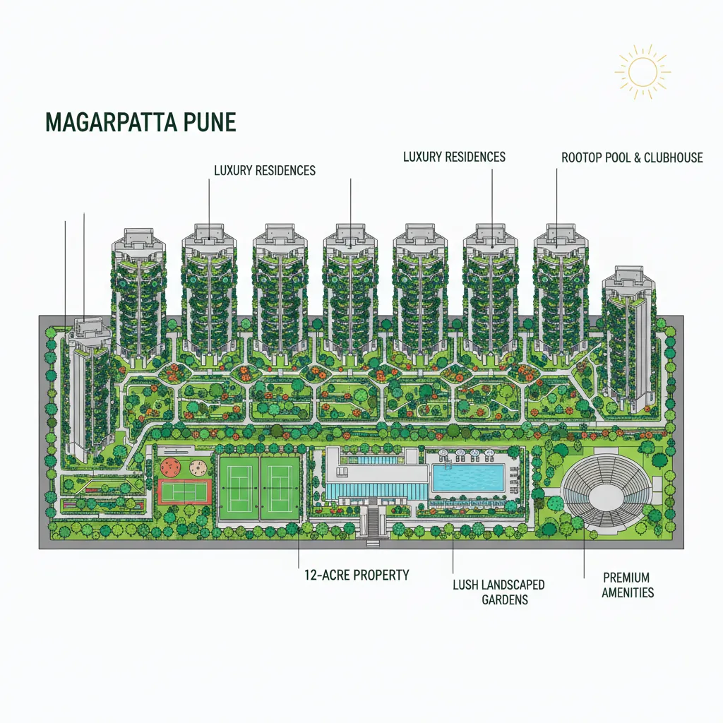 Godrej Elaris luxury residential towers with rooftop pool and landscaped gardens in Magarpatta Pune