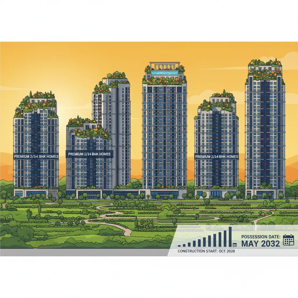 Godrej Elaris Possession Date - Modern luxury residential apartment towers in Magarpatta Pune with green rooftop gardens