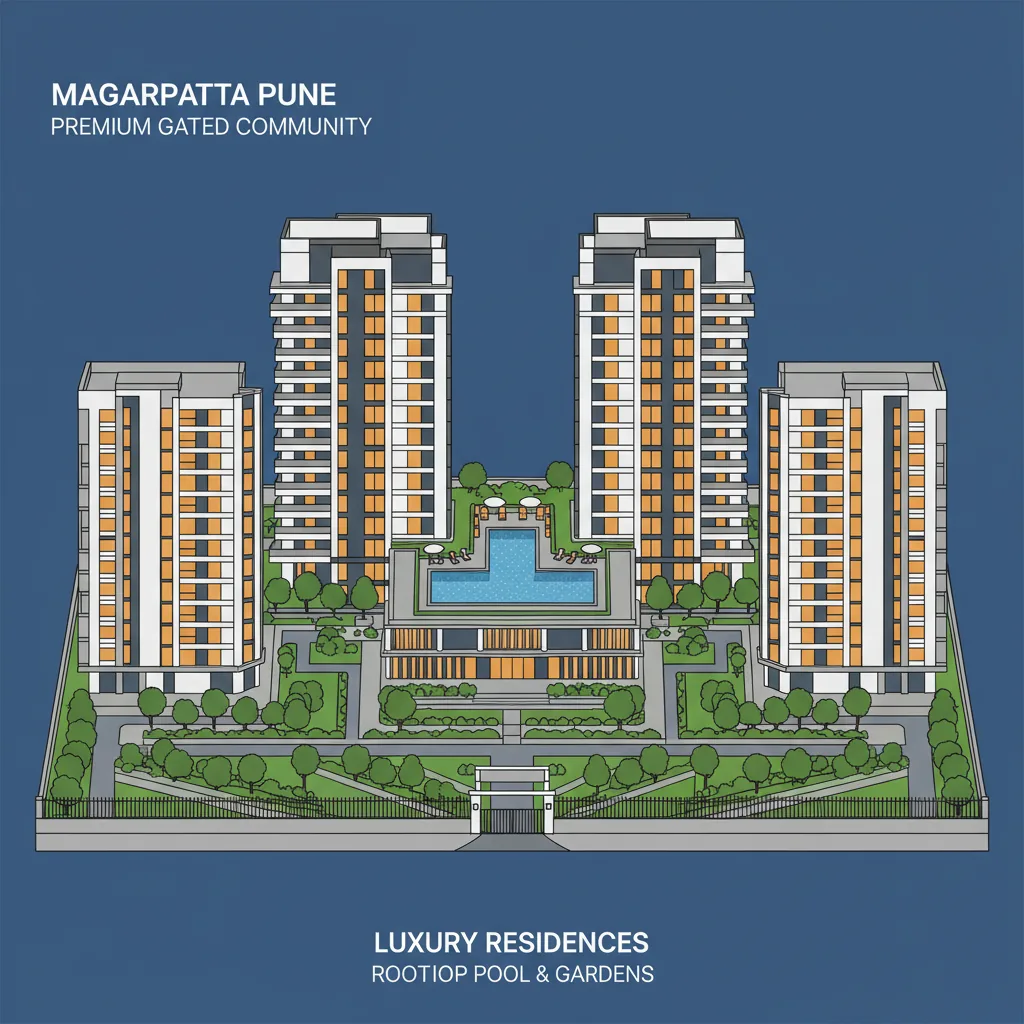 Godrej Elaris Pre Launch Price - Modern luxury residential high-rise apartment complex in Magarpatta Pune with premium gated community and landscaped gardens
