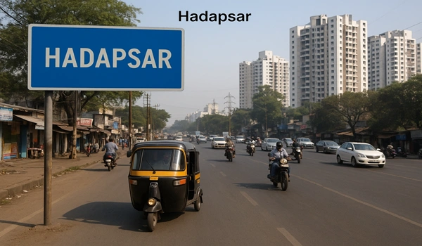 Map showing how close Hadapsar is to Godrej Elaris in East Pune location